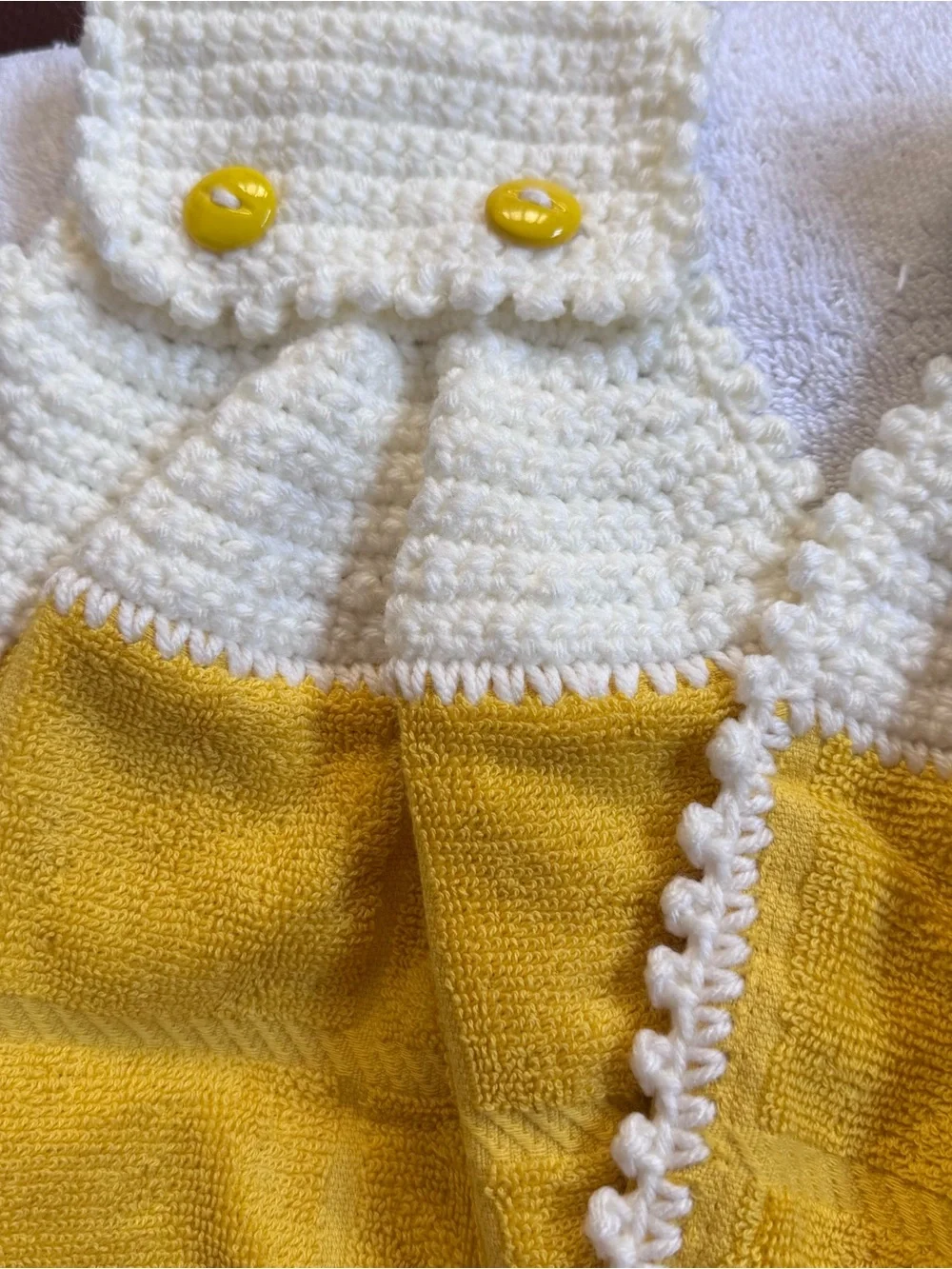 Handmade Yellow Crochet Hanging Kitchen Towels Pair